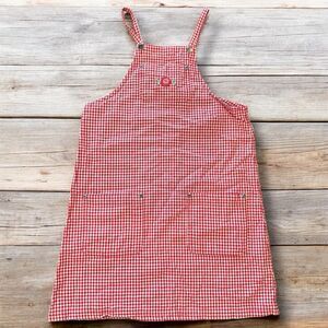 Faded Glory Y2K Jumper Dress 10/12 Red White Gingham Embroidered Rose Pinafore